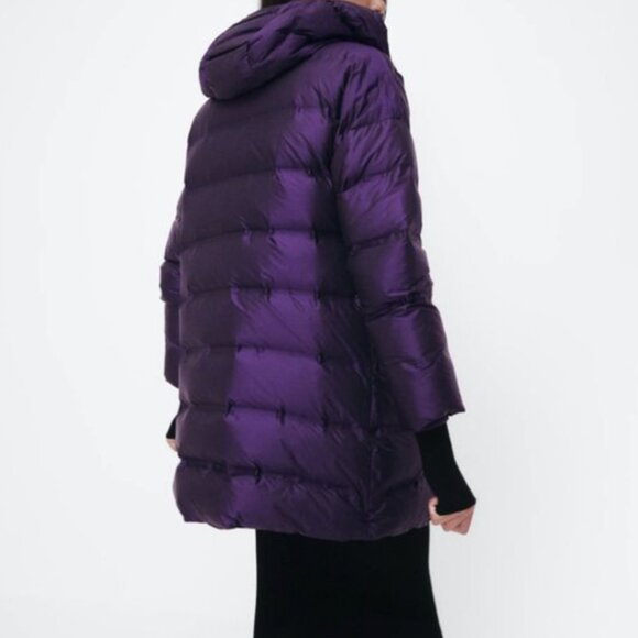 Zara down puffer coat 3/4 length with hood Size M - Picture 2 of 11